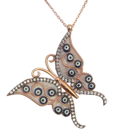 Butterfly necklace with lucky eye symbols - Blooms of London - Designs inspired by nature