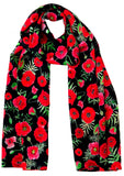 Floral Silk Scarve Crepe De Chine 100% with original floral prints, poppy, thistle, shamrock - Blooms of London - Designs inspired by nature