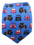London Taxi Print Blue Silk Tie - Blooms of London - Designs inspired by nature