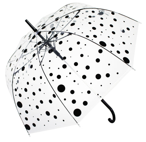 Black Polka Dot Transparent Umbrella - Blooms of London - Designs inspired by nature
