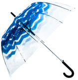 Blue Gradient Chevron Transparent Umbrella - Blooms of London - Designs inspired by nature