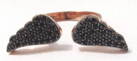 Black angel ring rose gold vermeil - Blooms of London - Designs inspired by nature