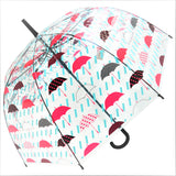 Red Umbrella and Rain Drops  Print Transparent Umbrella