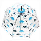 Blue Umbrella and Rain Drops  Print Transparent Umbrella