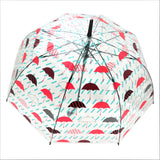 Red Umbrella and Rain Drops  Print Transparent Umbrella