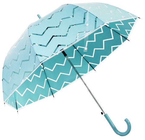 Chevron Style Turquoise Blue Transparent Umbrella - Blooms of London - Designs inspired by nature