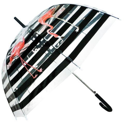 Flamingo Striped Transparent Umbrella - Blooms of London - Designs inspired by nature
