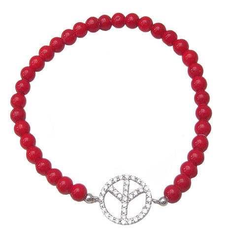 Red beaded peace bracelet - Blooms of London - Designs inspired by nature