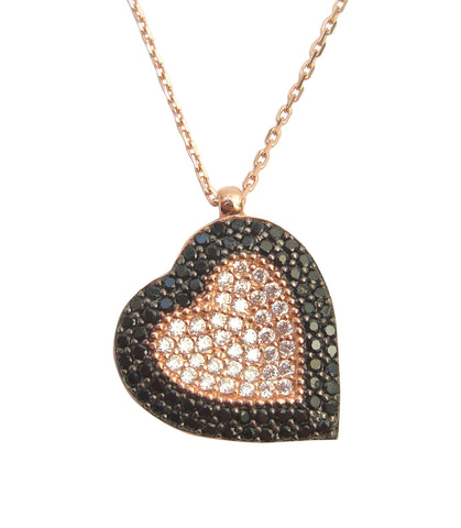 Heart shape black and gold necklace - Blooms of London - Designs inspired by nature