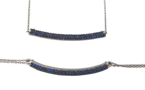 Sterling silver blue crystal encrusted set, necklace and bracelet - Blooms of London - Designs inspired by nature
