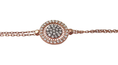 Pave disc rose gold plated bracelet with white crystals - Blooms of London - Designs inspired by nature