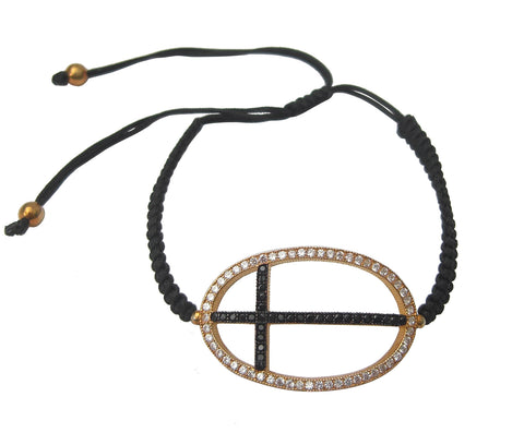 Circled cross macrame bracelet black - Blooms of London - Designs inspired by nature