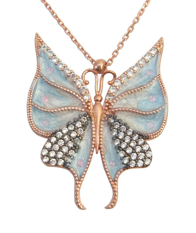 Light blue enamel butterfly necklace - Blooms of London - Designs inspired by nature