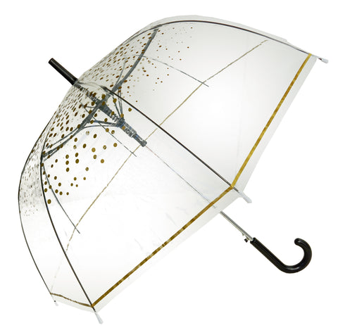 Gold Polka Design Transparent Umbrella - Blooms of London - Designs inspired by nature