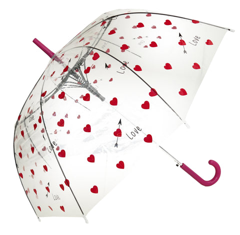 Love Hearts Print Transparent Umbrella - Blooms of London - Designs inspired by nature