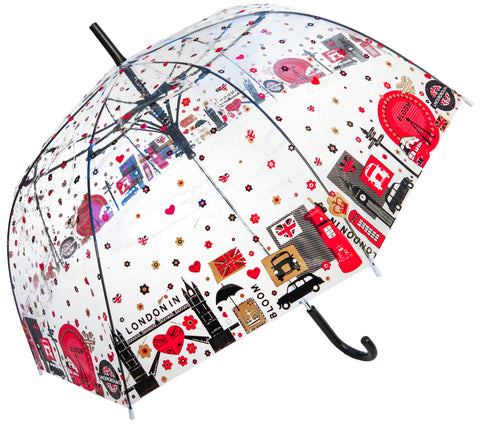 London in Bloom Transparent Straight Umbrella - Blooms of London - Designs inspired by nature