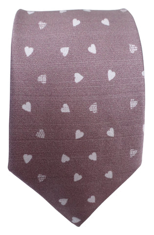 Hearts Print Mauve Silk Tie - Blooms of London - Designs inspired by nature