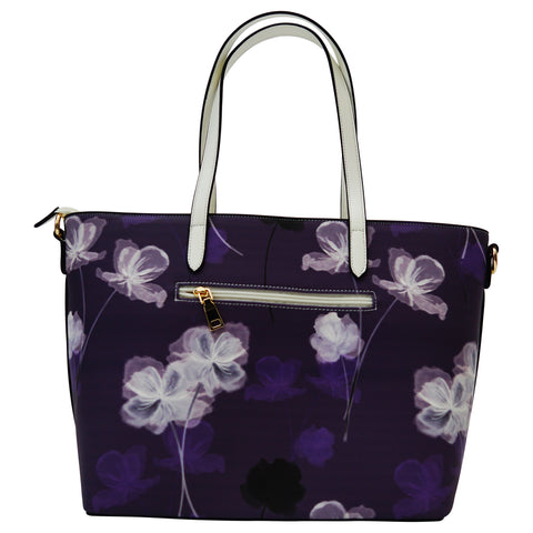 Blue Floral Print Shoulder Handbag