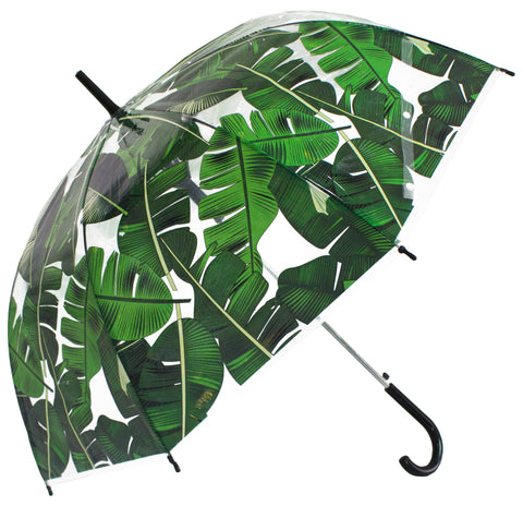 Green Palm Leaf Scarce Transparent Umbrella - Blooms of London - Designs inspired by nature