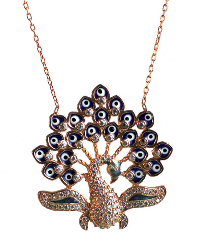 Peacock rose gold necklace - Blooms of London - Designs inspired by nature