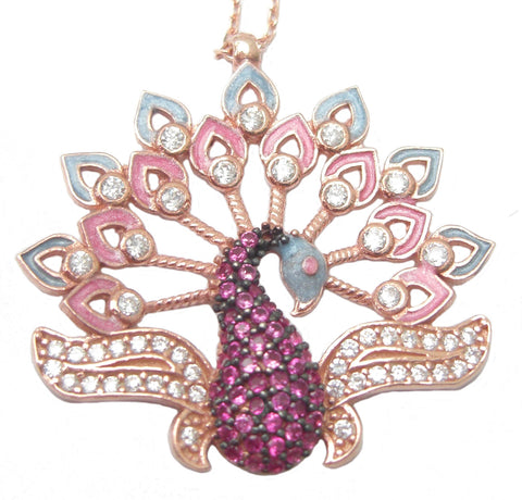 Pink peacock necklace - Blooms of London - Designs inspired by nature