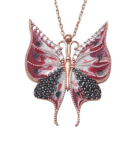 Red butterfly necklace - Blooms of London - Designs inspired by nature