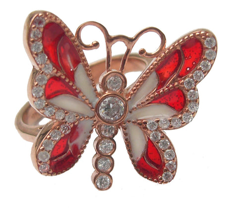 Butterfly enamel rose gold vermeil ring - Blooms of London - Designs inspired by nature