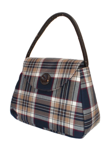 Sarah Stewart Navy Tartan Handbag - Blooms of London - Designs inspired by nature