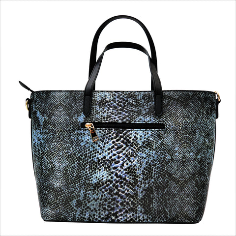 Snake Blue Print Shoulder Handbag