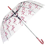Flamingo Pink Transparent Straight Umbrella - Blooms of London - Designs inspired by nature