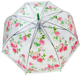 Pink Roses Print Transparent Umbrella