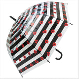 Red Poppy Black Striped Transparent Umbrella