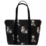 Black Floral Print Shoulder Handbag