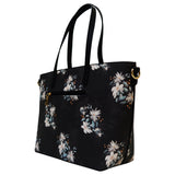 Black Floral Print Shoulder Handbag