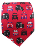 London Taxi Print Red Silk Tie - Blooms of London - Designs inspired by nature